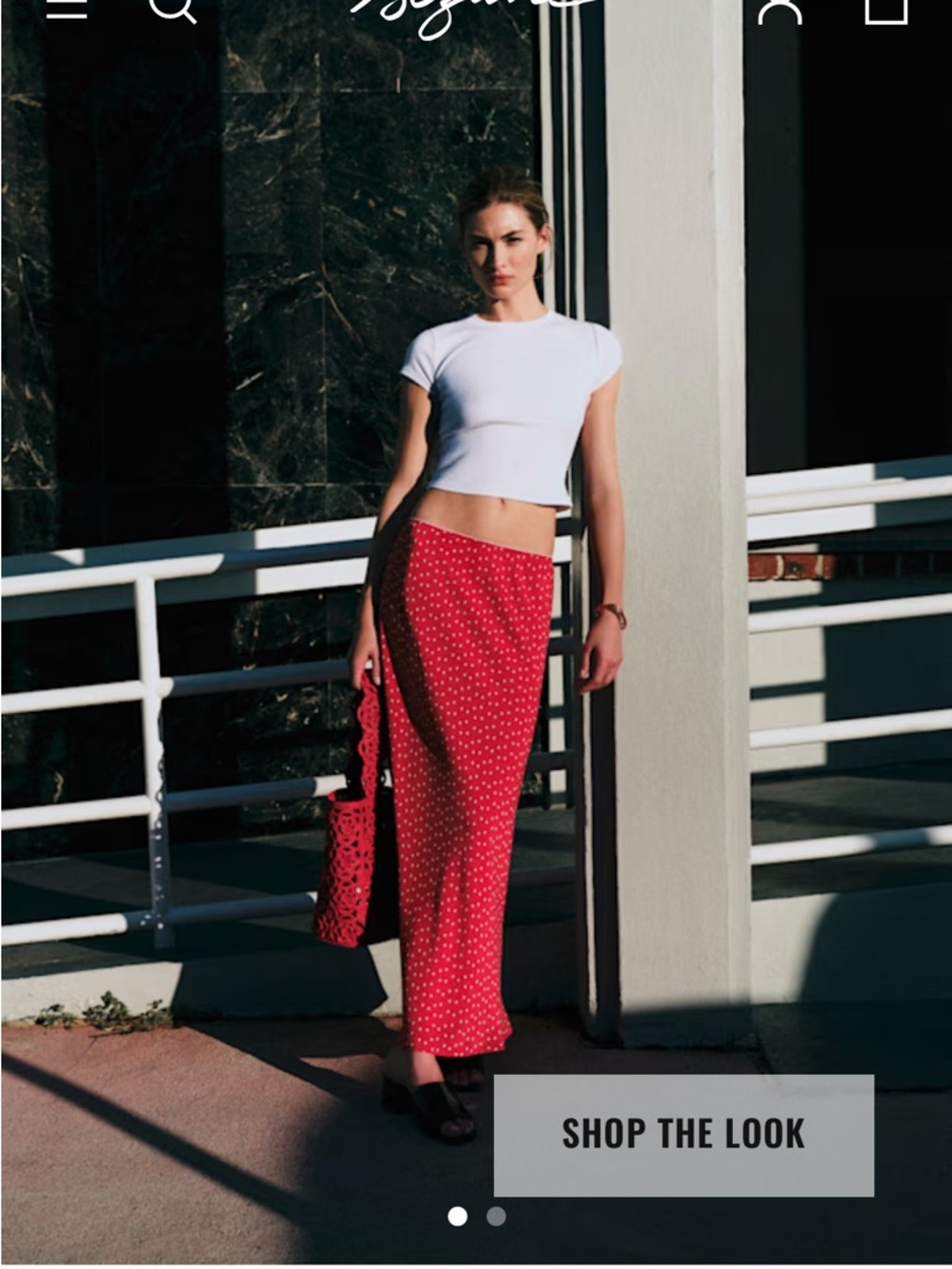 Sezane Sally Skirt in Red with White Polka Dots